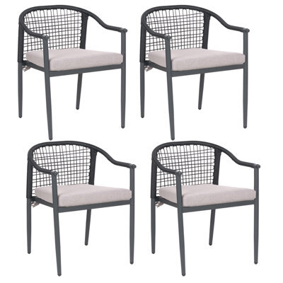 Beliani Set Of 4 Garden Chairs With Cushions Ozzero Metal Black - image 1