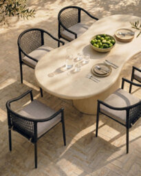 Beliani Set Of 4 Garden Chairs With Cushions Ozzero Metal Black - thumbnail 2