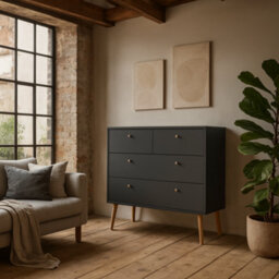 Wyld Haus Quietbloom Dark Grey 4-Drawer Wooden Chest - thumbnail 1