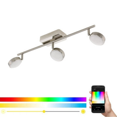 Eglo Corropoli C Rgb Led 3 Bulb Ceiling Spotlight Matt Nickel Smart App Control - image 1