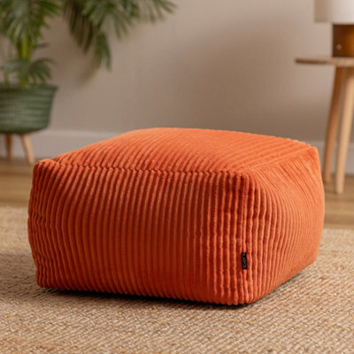 Icon Amara Cord Square Footstool Bean Bag, Terracotta - image 1
