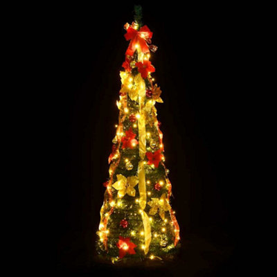 Berkfield Sturdy Artificial Christmas Tree Pop-Up 200 Leds Green 210 Cm