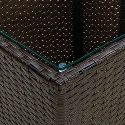 Berkfield Tea Table Brown 41.5X41.5X44 Cm Poly Rattan And Tempered Glass - thumbnail 4