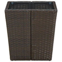 Berkfield Tea Table Brown 41.5X41.5X44 Cm Poly Rattan And Tempered Glass - thumbnail 3