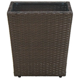 Berkfield Tea Table Brown 41.5X41.5X44 Cm Poly Rattan And Tempered Glass - thumbnail 2