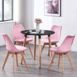 Life Interiors Lorenzo Padded Dining Chairs, Tulip Chair For Lounge Office Dining Room Kitchen, Set Of 4, Pink - thumbnail 8