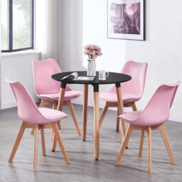 Life Interiors Lorenzo Padded Dining Chairs, Tulip Chair For Lounge Office Dining Room Kitchen, Set Of 4, Pink - thumbnail 6