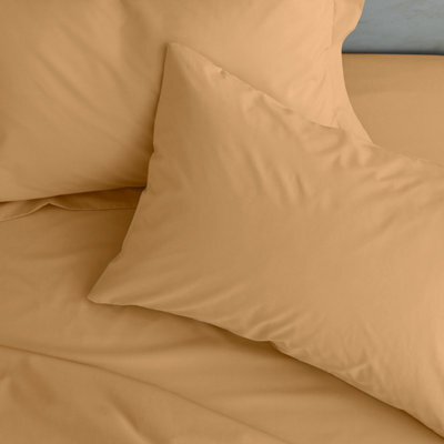 Catherine Lansfield Pillowcases Easy Iron Percale Standard 50X75Cm Pack Of 2 Pillow Cases With Envelope Closure Caramel - image 1