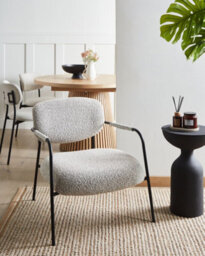Beliani Armchair Ausvika Fabric Black/ White - thumbnail 2