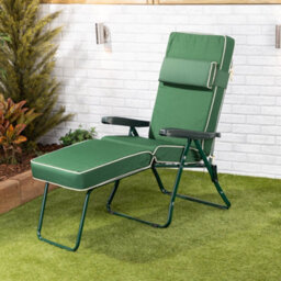 Alfresia Garden Sun Lounger - Green Frame With Green Luxury Cushion - thumbnail 2