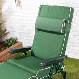 Alfresia Garden Sun Lounger - Green Frame With Green Luxury Cushion - thumbnail 3