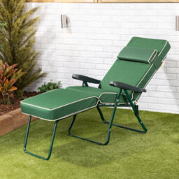 Alfresia Garden Sun Lounger - Green Frame With Green Luxury Cushion - thumbnail 4