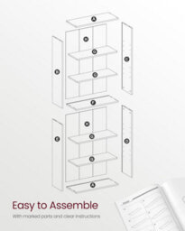 Songmics Storage Shelf, Bookcase With 6 Shelves, For Living Room, Study, Office, Bedroom, Industrial, Rustic Brown - thumbnail 5