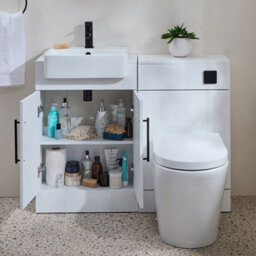 Homestylestore 1050mm White Bathroom Combination Vanity Wc Unit With Black T Bar Handle - thumbnail 1