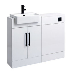 Homestylestore 1050mm White Bathroom Combination Vanity Wc Unit With Black T Bar Handle - thumbnail 2