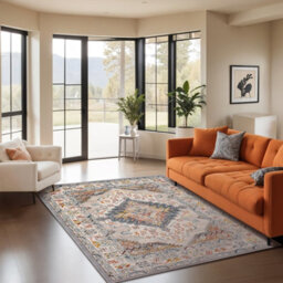 Livabliss Ankara-Vintage Grey Taupe Blue Traditional Boho Living Dining Bedroom Rug 120 X 170 Cm Easy Care, Non Shedding - thumbnail 2