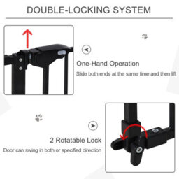 Pawhut Adjustable Safety Gate W/ 3 Extensions, 4 Adjustable Screws, Black - thumbnail 4