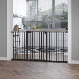 Pawhut Adjustable Safety Gate W/ 3 Extensions, 4 Adjustable Screws, Black - thumbnail 1