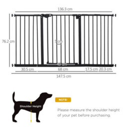 Pawhut Adjustable Safety Gate W/ 3 Extensions, 4 Adjustable Screws, Black - thumbnail 3