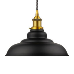 Matt Black St Edmund's Painted Dome Pendant Light With Antique Gold Lamp Holder And Black Twisted Cable - Se Home - thumbnail 1