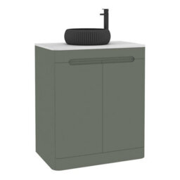 Royal Bathrooms Venice 700mm Sage Green Freestanding Bathroom Countertop Vanity Unit 2 Door With Milan Black Basin - thumbnail 7