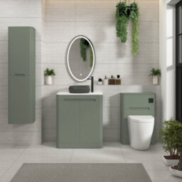 Royal Bathrooms Venice 700mm Sage Green Freestanding Bathroom Countertop Vanity Unit 2 Door With Milan Black Basin - thumbnail 4