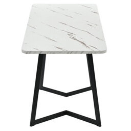 Abrihome 117X68Cm Modern Rectangular Dining Table With Marble Pattern & Metal Legs, Black/white - thumbnail 7