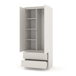Arte Maja 80Cm Hinged Door Wardrobe - Cashmere, Compact Wardrobe With Shelves, Drawers And Rail - thumbnail 3
