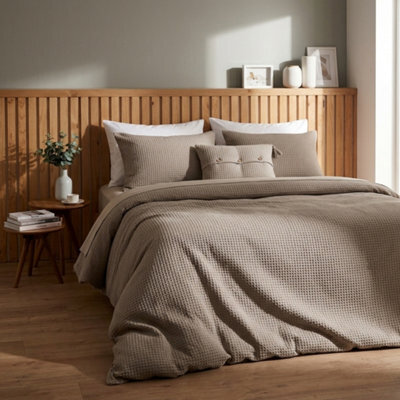 Honeycomb Waffle Duvet Cover Set Soft Textured Stripe Bedding Set With Matching Pillowcases Elegant Quilt Cover - image 1
