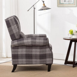 More4Homes Eaton Wing Back Fireside Check Fabric Recliner Armchair Sofa Chair Reclining Cinema (Charcoal) - thumbnail 8