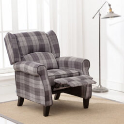 More4Homes Eaton Wing Back Fireside Check Fabric Recliner Armchair Sofa Chair Reclining Cinema (Charcoal) - thumbnail 7
