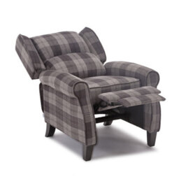 More4Homes Eaton Wing Back Fireside Check Fabric Recliner Armchair Sofa Chair Reclining Cinema (Charcoal) - thumbnail 4