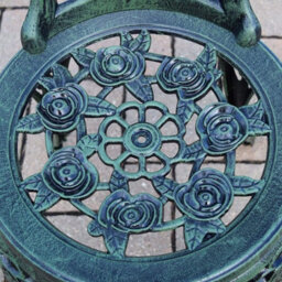 Home Source Rose Detail Outdoor Garden Bistro Patio Table And Chair Set Green - thumbnail 3