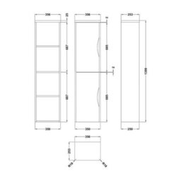 Dezine Nile Gloss White 350 X 1400mm Wall Hung Cupboard - thumbnail 3