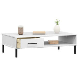 Walplus Coffee Table With Metal Legs White Solid Wood Pine Oslo - thumbnail 3