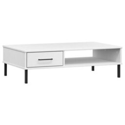 Walplus Coffee Table With Metal Legs White Solid Wood Pine Oslo - thumbnail 2
