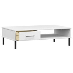 Walplus Coffee Table With Metal Legs White Solid Wood Pine Oslo - thumbnail 5