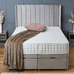 Bsspoke End Lift Ottoman Divan Bed In Cream Plush 25Cm Orthopaedic Mattress & 138Cm Headboard In All Sizes - thumbnail 4