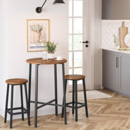 LEDREM Set Of 2 Counter Height Chairs, Bar Stools With Footrest, For Dining Room, Kitchen, Living Room, Brown And Black - thumbnail 6