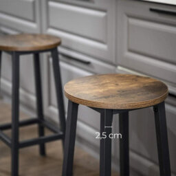 LEDREM Set Of 2 Counter Height Chairs, Bar Stools With Footrest, For Dining Room, Kitchen, Living Room, Brown And Black - thumbnail 4