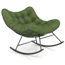Costway Indoor Outdoor Rocking Chair Oversized Egg Papasan Chair-Green