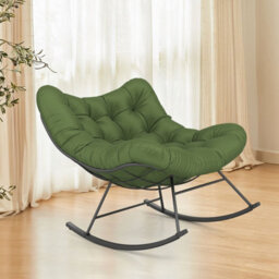 Costway Indoor Outdoor Rocking Chair Oversized Egg Papasan Chair-Green - thumbnail 4