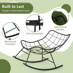Costway Indoor Outdoor Rocking Chair Oversized Egg Papasan Chair-Green - thumbnail 8