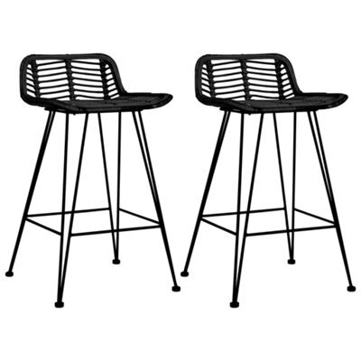 Vidaxl Bar Chairs 2 Pcs Black Rattan Bar Chairs - image 1