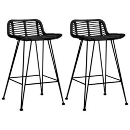 Vidaxl Bar Chairs 2 Pcs Black Rattan Bar Chairs - thumbnail 1