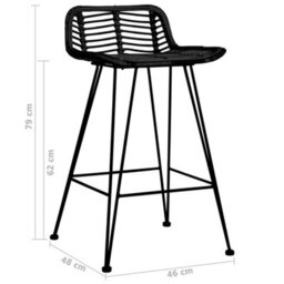 Vidaxl Bar Chairs 2 Pcs Black Rattan Bar Chairs - thumbnail 7