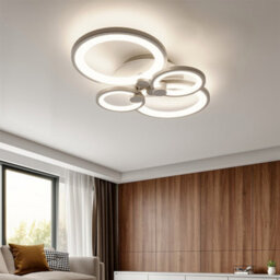 Living And Home Modern 4 Circular White Metal And Acrylic Led Semi Flush Ceiling Light Fixture For Nordic Decor, Dimmable - thumbnail 3