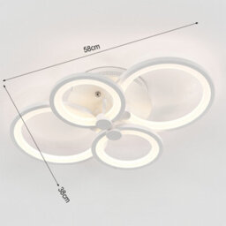 Living And Home Modern 4 Circular White Metal And Acrylic Led Semi Flush Ceiling Light Fixture For Nordic Decor, Dimmable - thumbnail 5