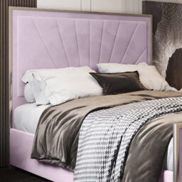 Roxy Upholstered Soft Velvet Metal Pink Bed Frame - thumbnail 2