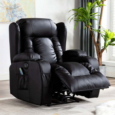 More4Homes Caesar Electric Bonded Leather Automatic Recliner Armchair Sofa Home Lounge Chair (Black) - image 1